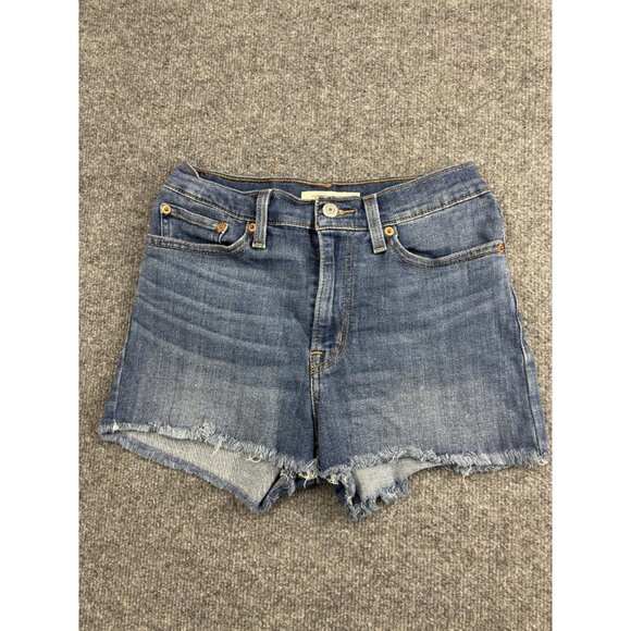 Levis High Rise Shorts Womens 27 Denim Cut Off Distressed Frayed Hem Waterless - Picture 1 of 7